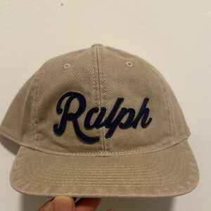 Polo by Ralph Lauren Tan Cap with Navy Embroidery